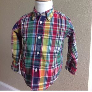 RALPH LAUREN POLO Plaid L/S Oxford Shirt Boys 12 m